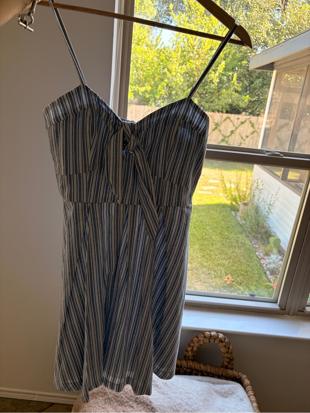 Ina Blue and White Striped Tie-Front Mini Dress